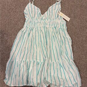 *NWT* Ocean Drive - White with Aqua Stripes Summer Dress